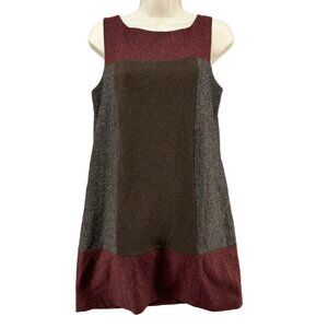 Bailey 44 Mini Tank Dress Burgundy Grey Brown Colorblock Wool Silk Blend Size M